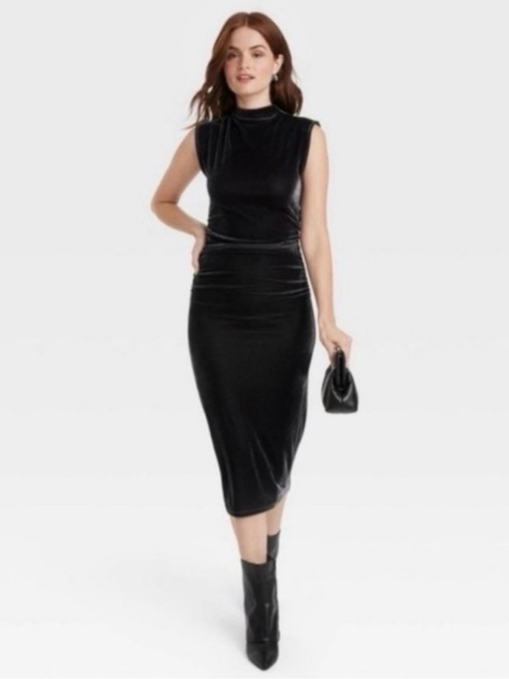 A New Day Black Velvet Sleeveless Midi Dress